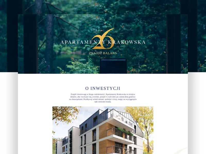 Apartamenty Krakowska 26: projekt i wdrożenie strony dewelopera